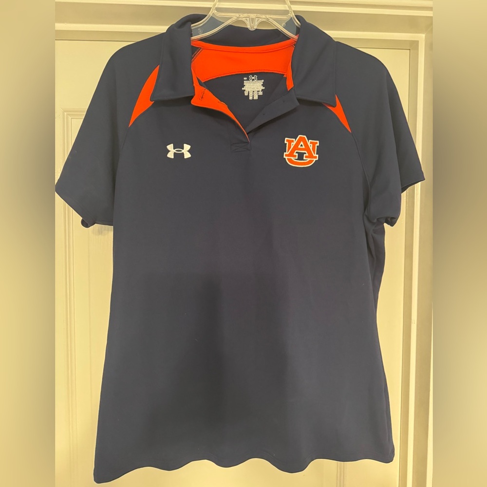 Ladies Fit, Auburn Under Armour Dark Blue and Bright Orange Polo